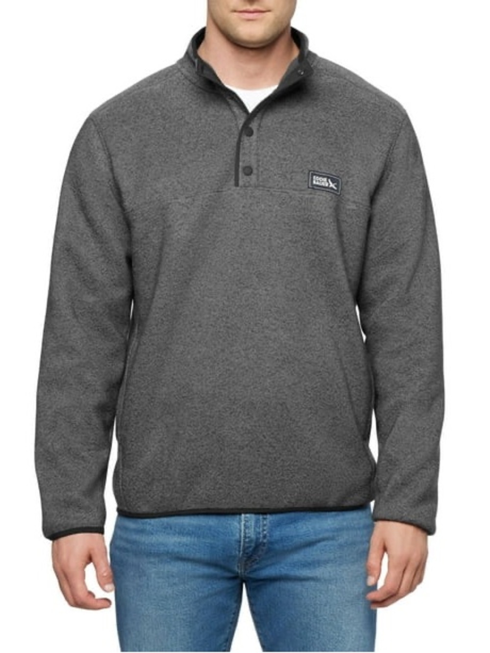 Eddie Bauer Gray Heather Pull-Over Quarter-Snap Jacket